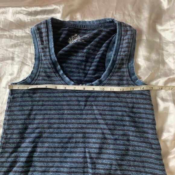 Anthropologie Pilcro XS Striped Tank Top Navy Blue Cotton Casual Distressed Knit - Picture 9 of 14